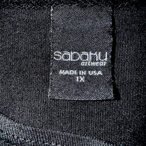 NWOT Sabaku Artwear Womens 1X Black 3/4 Sleeve FLOWER Shirt Huipil Southwest Art - Picture 7 of 10